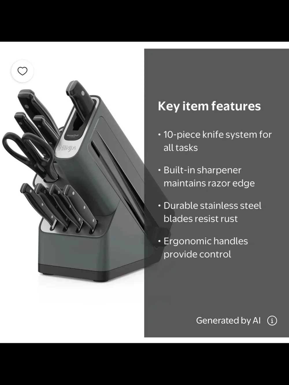 Ninja NeverDull Essential 10-Piece Knife System with Built-In Sharpener